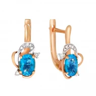 Золотые серьги с бриллиантами с топазом swiss blue (арт. 116E0034730-0-1.155-855)