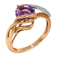 Золотое кольцо с бриллиантом и аметистом (арт. 9Sv-0033496-12-335)
