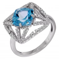 Золотое кольцо с бриллиантом и топазом swiss blue (арт. 910016371В-86-213-1045)