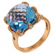 Золота каблучка з діамантом та топазом swiss blue (арт. RG-30288-12.200-1840)