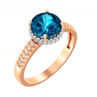 Золота Каблучка з кварцом блакитним (арт. 141100ПлГ)