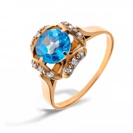 Золотое кольцо с топазом swiss blue (арт. 31555.01топаз)