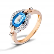 Золотое кольцо с бриллиантами с топазом swiss blue (арт. 9SV-0033198-12-387)