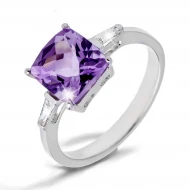 Золота каблучка з діамантами з аметистом (арт. 55-062901-202-500)