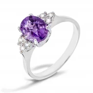 Золотое кольцо с бриллиантами с аметистом (арт. 55-064061BA-363)