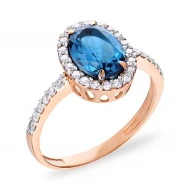 Золотое кольцо с топазом london blue (арт. 140455Пл)
