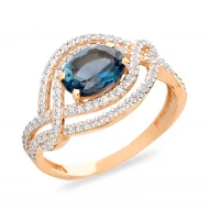 Золотое кольцо с топазом london blue (арт. 140460Пл)