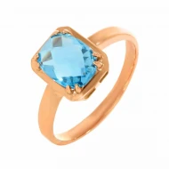 Золотое кольцо с топазом swiss blue (арт. 02-0285)