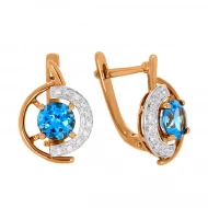 Золотi Сережки з діамантом та топазом swiss blue (арт. 9Sv-0029810-12-450)