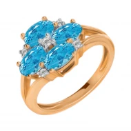 Золота каблучка з діамантом та топазом swiss blue (арт. 9Sv-0034944-12-348)