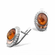 Срiбнi Сережки з бурштином (арт. 146С.Rh)