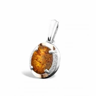 Срiбна Підвіска з бурштином (арт. 243П.Rh)