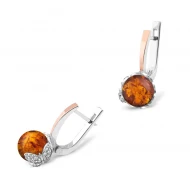 Серебряные Серьги с янтарем (арт. 463С.Rh)