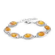 Серебряный Браслет с янтарем (арт. 146Б.Rh)