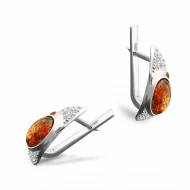 Срiбнi Сережки з бурштином (арт. 194С.Rh)