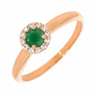 Золотое кольцо с агатом зеленым (арт. 02-0227)