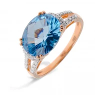 Золотое кольцо с бриллиантами с топазом swiss blue (арт. E18180-9.200-791)