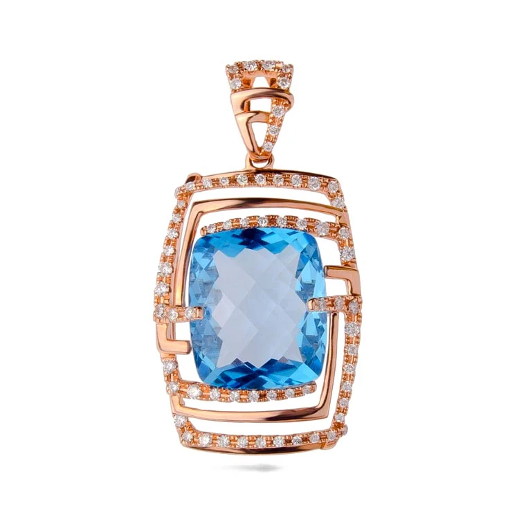 Золота підвіска з діамантами з топазом swiss blue (арт. RG-32143-12.200-1820)