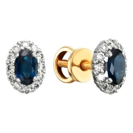 Золотi сережки з діамантами з сапфіром (арт. 880213-СПб/с2)
