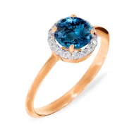 Золотое кольцо с топазом london blue (арт. 112-1830-1/2)