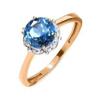 Золотое кольцо с топазом london blue (арт. 112-1534-1/2)