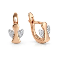 Серьги «Ангел» из красно-белого золота 585° с фианитом, арт. 03-0401