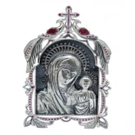 Серебряная икона с куб.окс.циркония (арт. Икона 4 Казанская цв)