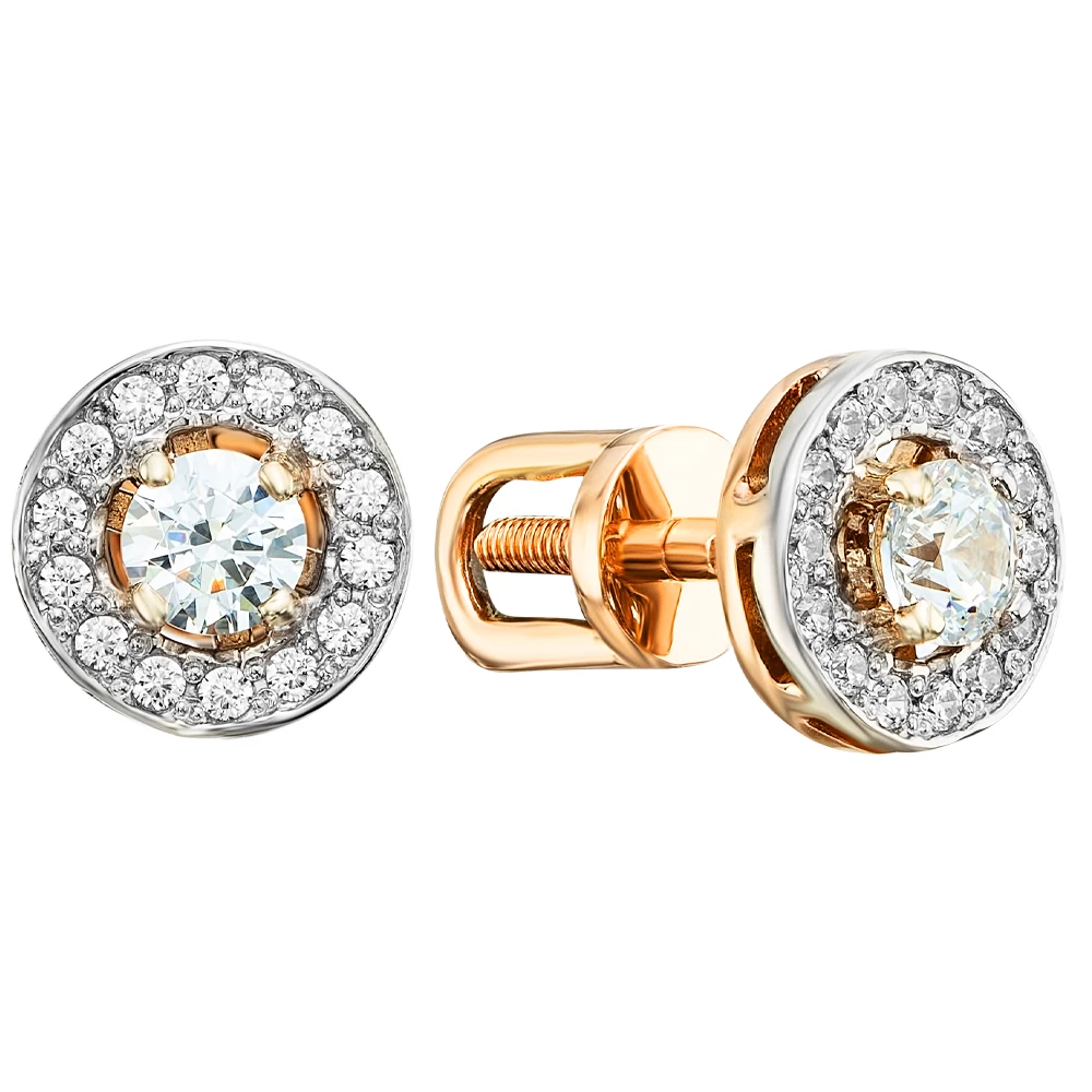 Золотые серьги-пусети с куб.окс.циркония (арт. 03-0812)