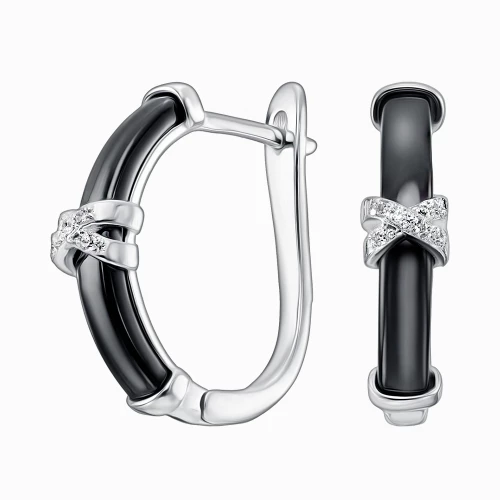 Серебряные Серьги с ониксом (арт. R207сР)