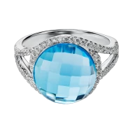 Золотое кольцо с бриллиантами с топазом swiss blue (арт. R34272-3.155-2066)