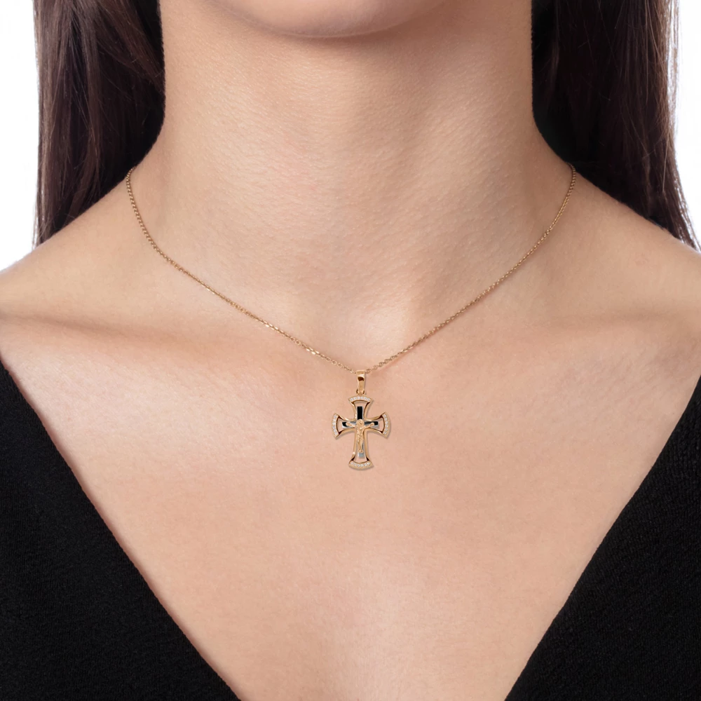 Золотой крестик с куб.окс.циркония (арт. 07-1100)