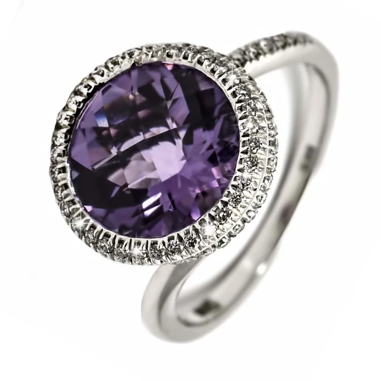 Золота каблучка з діамантами з аметистом (арт. 910013002А-86-213/796)