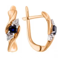 Золотые серьги с бриллиантами с сапфиром (арт. 880207-сб/с2)