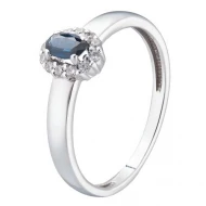 Золота каблучка з діамантами з сапфіром (арт. 880213-б/с1бел)