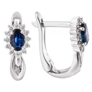 Золотые серьги с бриллиантами с сапфиром (арт. 880217-Сб/с2)