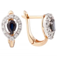 Золотые серьги с бриллиантами с сапфиром (арт. 880222-Сб/с2)