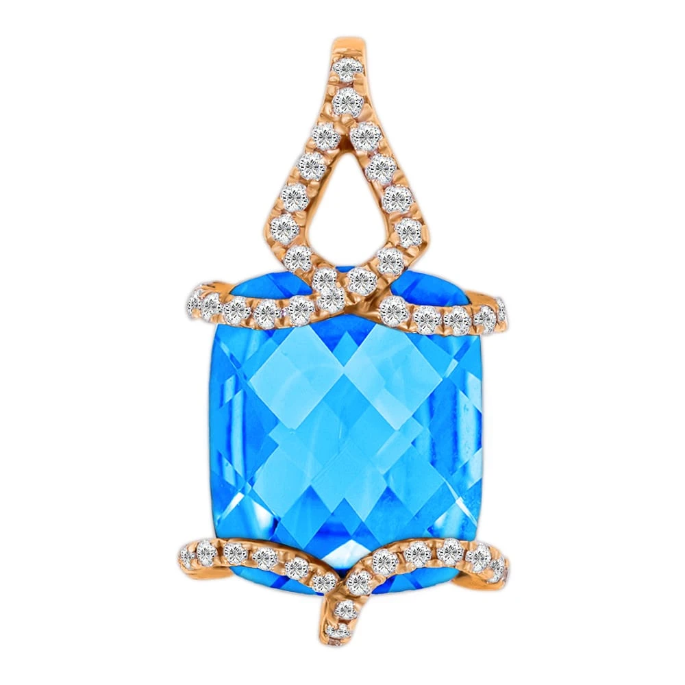 Золота підвіска з діамантами з топазом swiss blue (арт. RG-30474-12.200-1183)