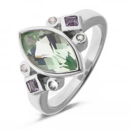 Серебряное кольцо с аметистом зеленым (арт. 3-СR9-002-АмЗ+Ам)