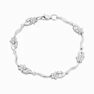 Серебряный Браслет с куб.окс.циркония плетение Фантазийное (арт. Цветы 3 р)