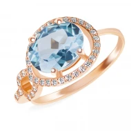 Золотое кольцо с топазом swiss blue (арт. 02-0195)