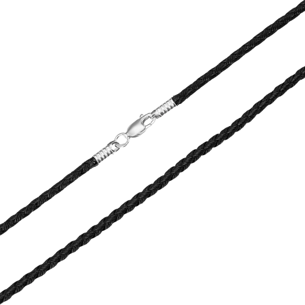 Серебряный шнурок на шею с шёлком (арт. 59024/ч Мілан коса  2.5)