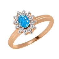 Золотое кольцо с топазом swiss blue (арт. 02-0032)