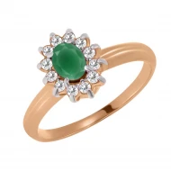 Золотое кольцо с агатом зеленым (арт. 02-0032)