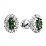 Срiбнi сережки-пусети з кварцом зеленим (арт. 2438/9p-QGR)