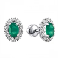 Срiбнi сережки-пусети з агатом зеленим (арт. 2438/9p-GAG)