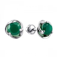 Срiбнi сережки-пусети з агатом зеленим (арт. 2089/9p-GAG)