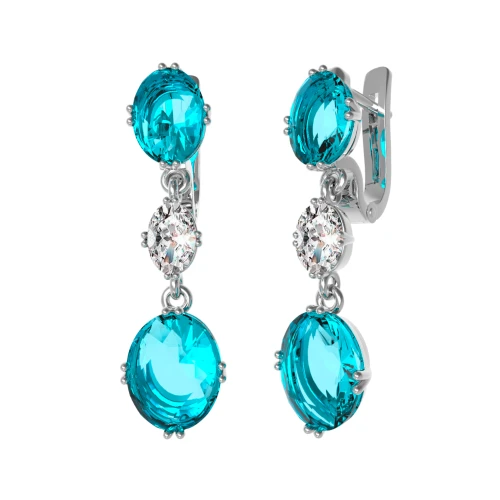 Срiбнi сережки-підвіски з кварцом london blue (арт. 2389/1р-QLB)
