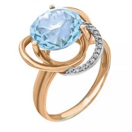 Золотое кольцо с топазом swiss blue (арт. 1190433101)