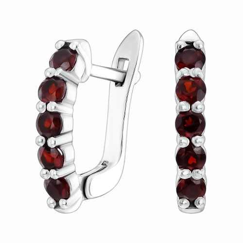 Серебряные Серьги с гранатом (арт. 2523/1p-GARN)