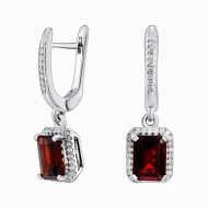 Серебряные серьги-подвески с гранатом (арт. 2531/1р-GARN)